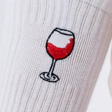 Verre de vin rouge | Chaussettes brodées en coton bio