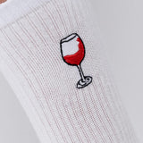 Verre de vin rouge | Chaussettes brodées en coton bio
