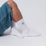 Flat White | Chaussettes brodées en coton bio