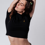 Hofei | Besticktes Bio Baumwoll Cropped T-Shirt