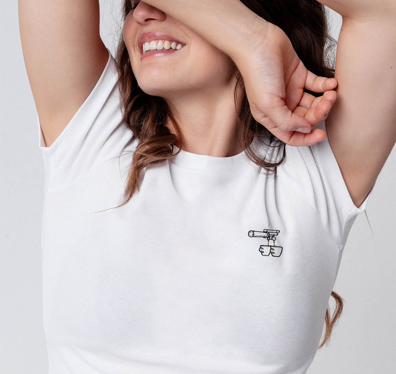 Due Caffé | Besticktes Bio Baumwoll Cropped T-Shirt