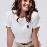 Cuba Libre | Besticktes Bio Baumwoll Cropped T-Shirt