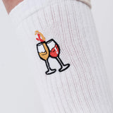 Duo de vin | Chaussettes brodées en coton bio