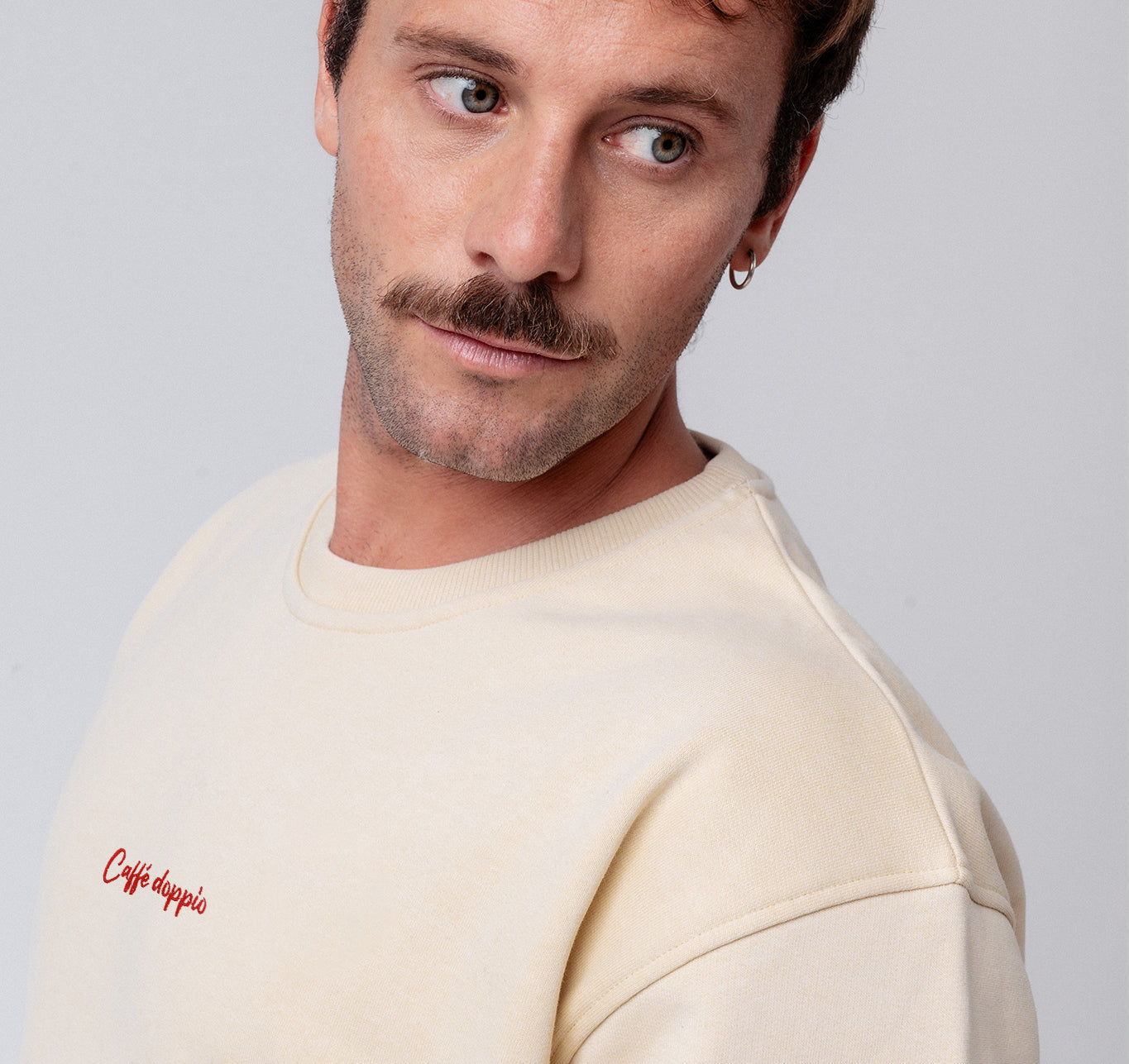 Caffé doppio | Bestickter Bio-Baumwoll Unisex Pullover