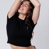 blanc 1664 | Besticktes Bio Baumwoll Cropped T-Shirt