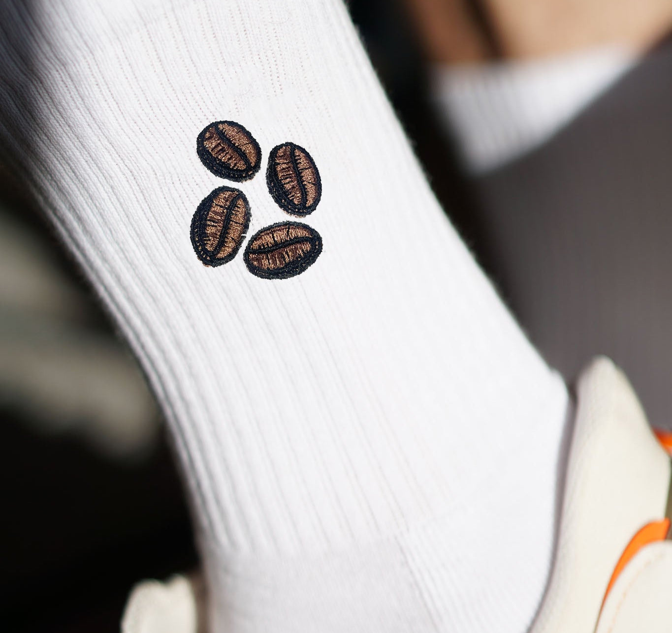 Coffee Beans | Chaussettes en coton bio brodées
