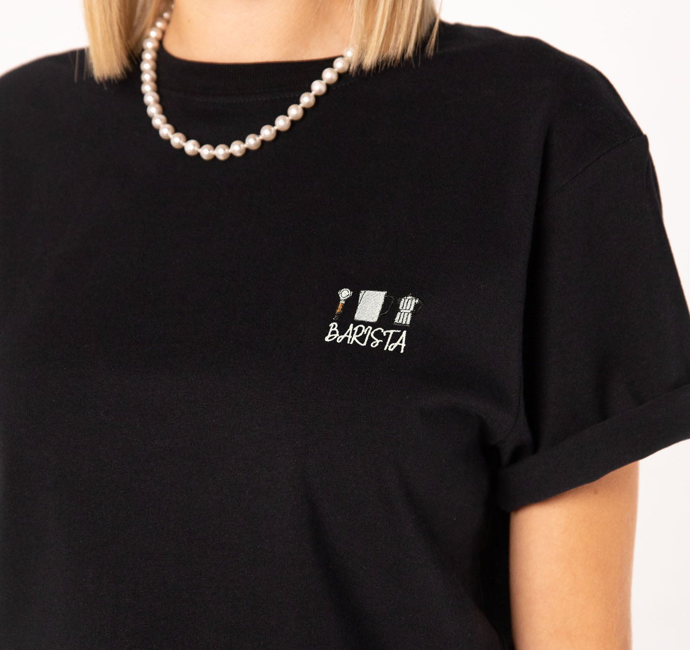 Barista Set | Besticktes Bio-Baumwoll Frauen T-Shirt