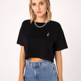 Whisky | Besticktes Bio Baumwoll Cropped T-Shirt