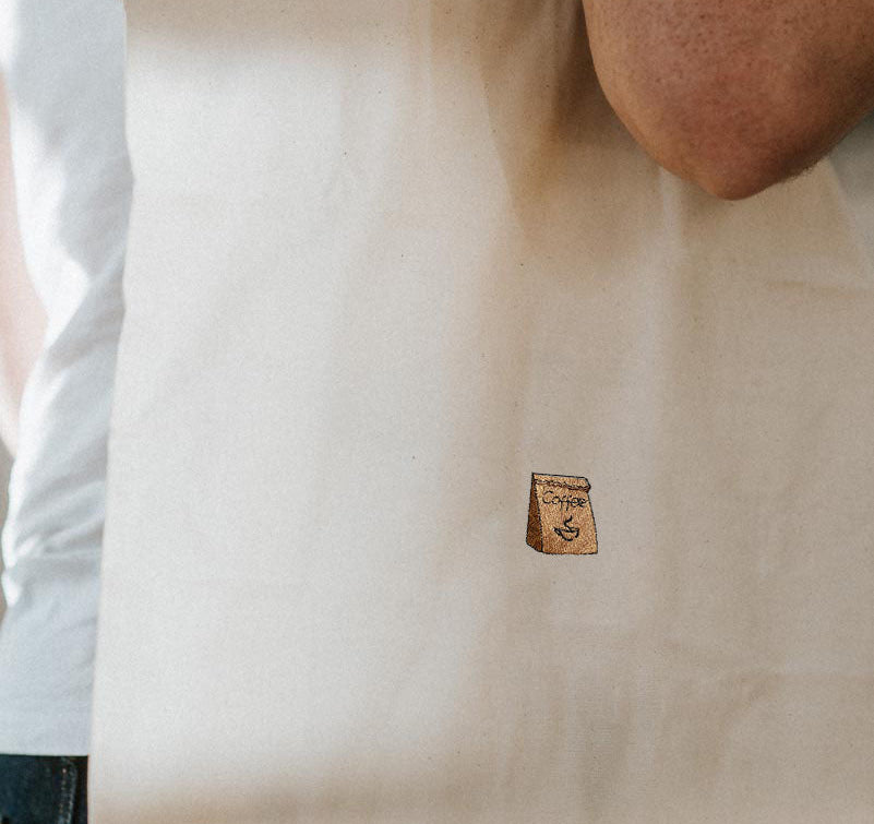 Sac de café | Sac fourre-tout brodé en coton biologique