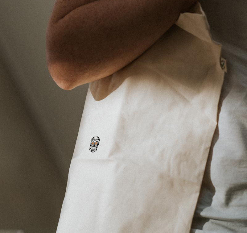 Hipster café | Sac de transport en coton bio brodé