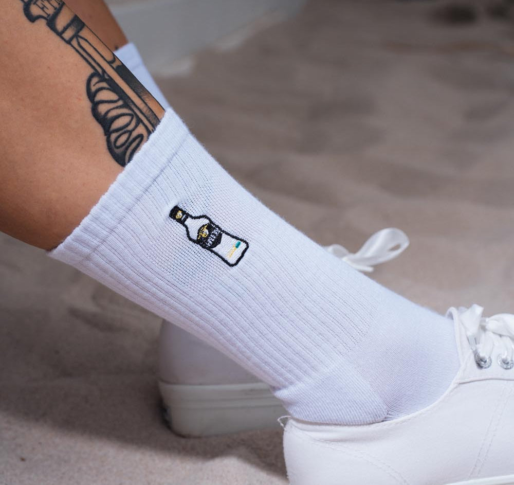 Mangaroca Batida de Côco | Chaussettes brodées en coton bio