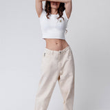 Latte Macchiato | Besticktes Bio Baumwoll Cropped T-Shirt