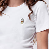 Latte Macchiato | Besticktes Bio Baumwoll Cropped T-Shirt