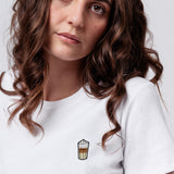 Latte Macchiato | Besticktes Bio Baumwoll Cropped T-Shirt