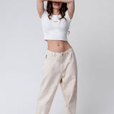 Caffé doppio | Besticktes Bio Baumwoll Cropped T-Shirt