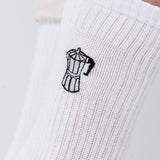 Cafetière espresso | Chaussettes brodées en coton bio