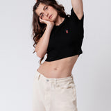 MonsterSlush | Besticktes Bio Baumwoll Cropped T-Shirt