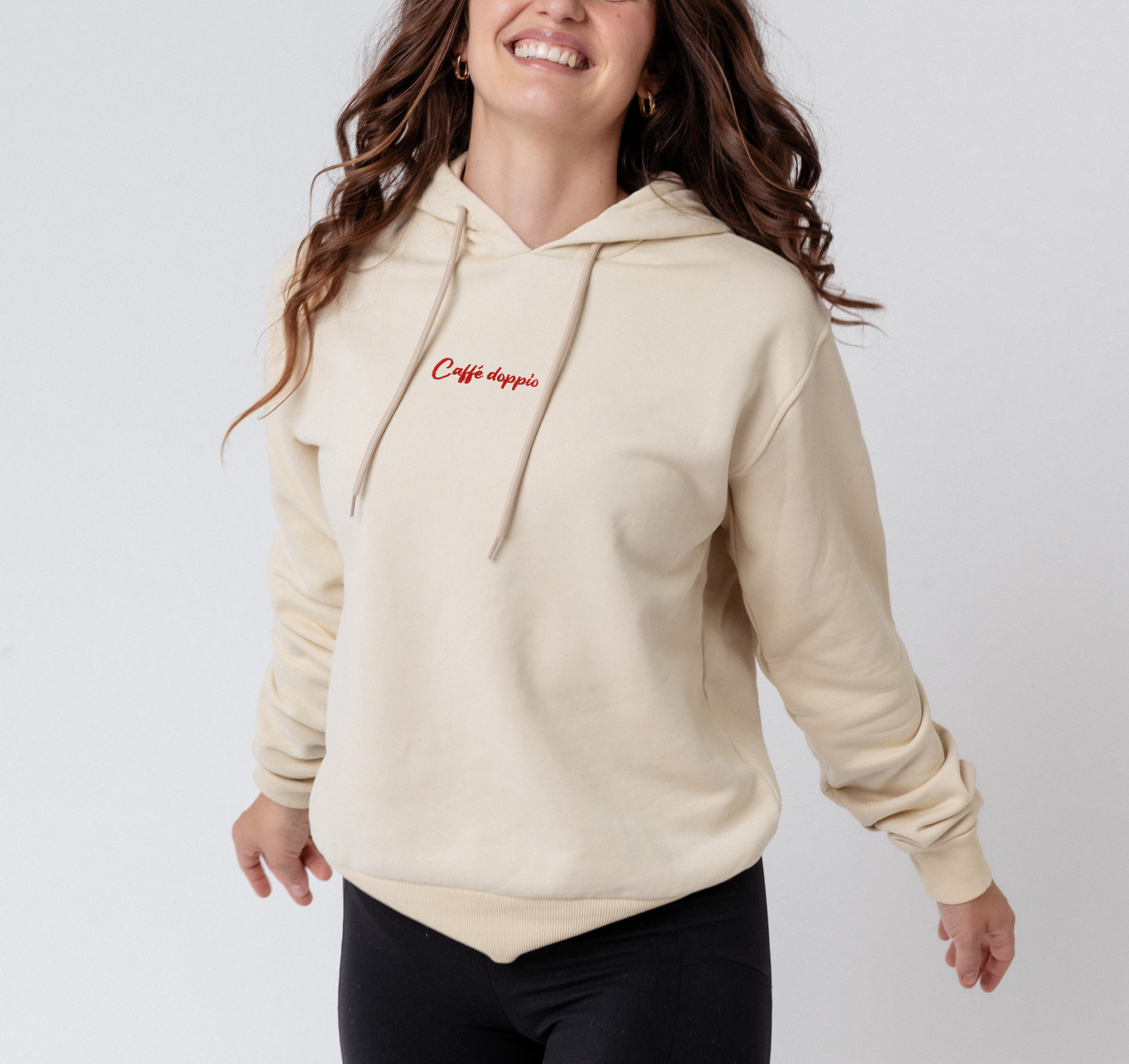 Caffé doppio | Bestickter Bio Baumwoll Frauen Hoodie