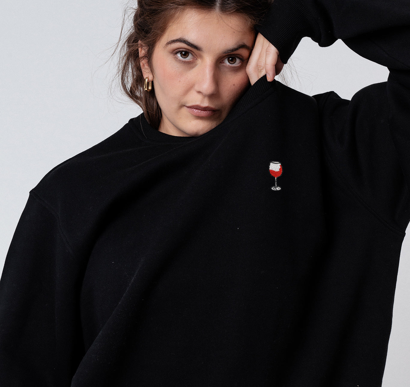 Glaserl Rotwein | Pull en coton bio brodé pour femmes