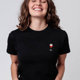 Glaserl Rotwein | T-shirt brodé en coton bio pour femmes