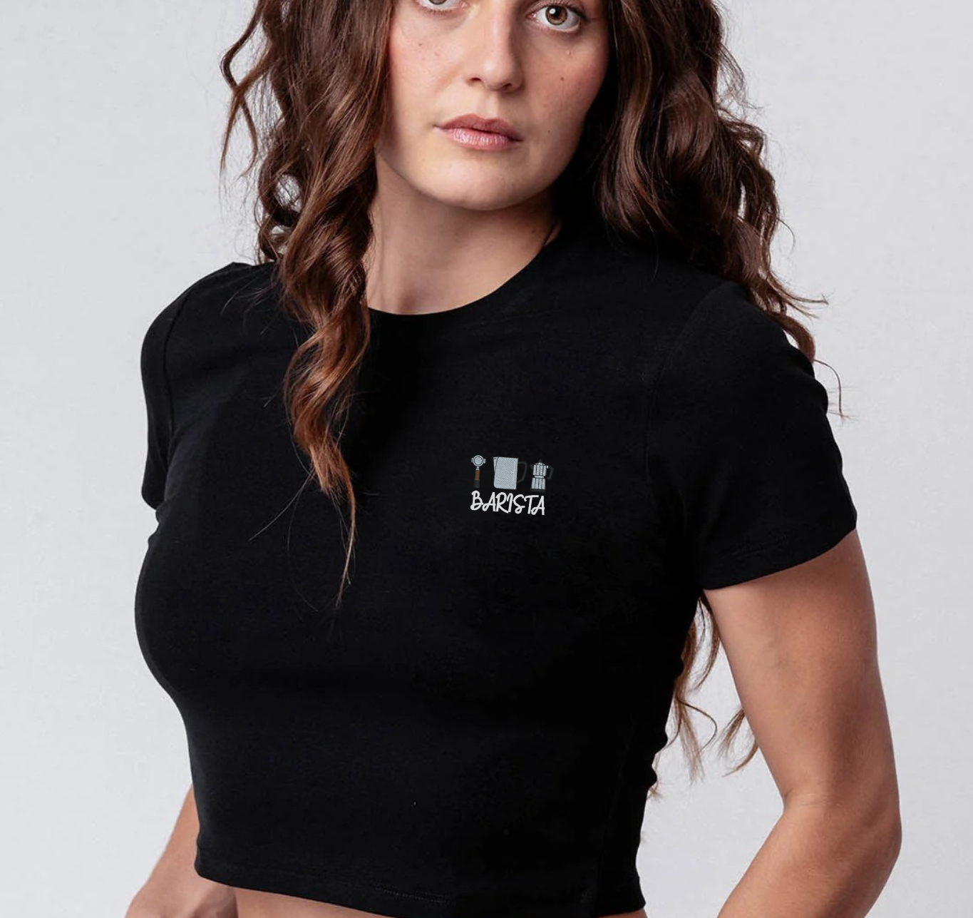 Barista Set | Besticktes Bio Baumwoll Cropped T-Shirt
