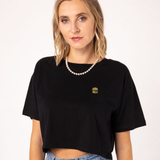 Burger | Besticktes Bio Baumwoll Cropped T-Shirt