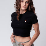 O´Donnell  | Besticktes Bio Baumwoll Cropped T-Shirt