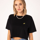 Hot Dog | Besticktes Bio Baumwoll Cropped T-Shirt